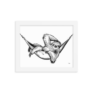 Fine Art Print, Framed: Sloth Wakes Up from a Fantastic Nap